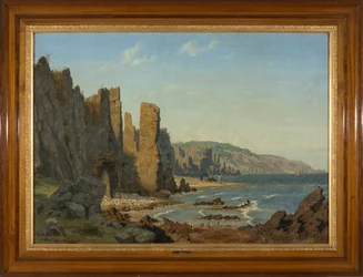 Strandformatie op Bornholm. Scène uit Rø